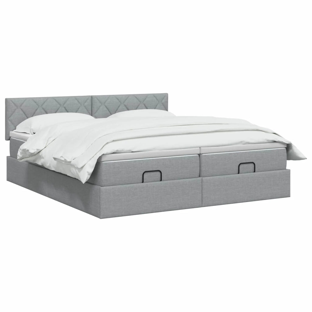 Letto ottomano con materasso 2 pz Grigio Chiaro Tessuto 3456705