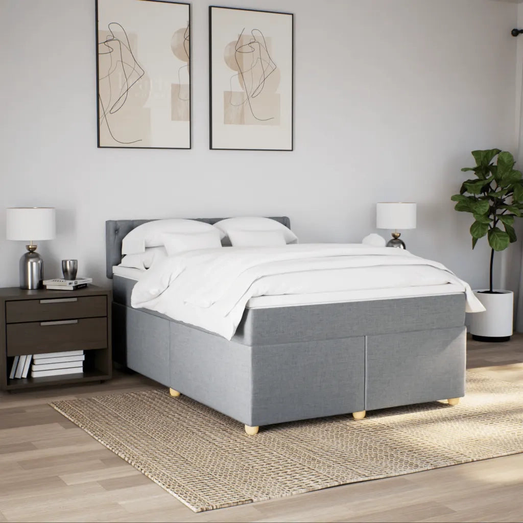 Giroletto a Molle con Materasso Grigio Chiaro 140x190cm Tessuto