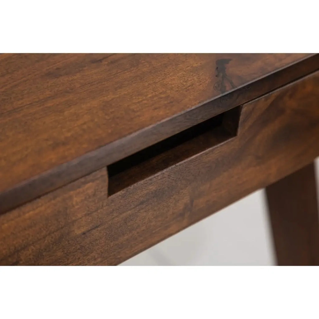 Scrivania retta SKAGEN 120 cm in legno massiccio di acacia verniciato con 2 cassetti e scaffale – Stile Davenport