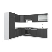 Cucina angolare completa Fame-Line Antracite-oro/Bianco 287 x 60 cm, PL Marmo Vicco