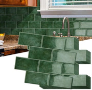 Tegoli in pannelli 3D adesivi - Metro luce verde - Decorazione per cucina/bagno - Decorazione per sala - 10 pezzi - 32 x 26,9 cm - Sticker per parete