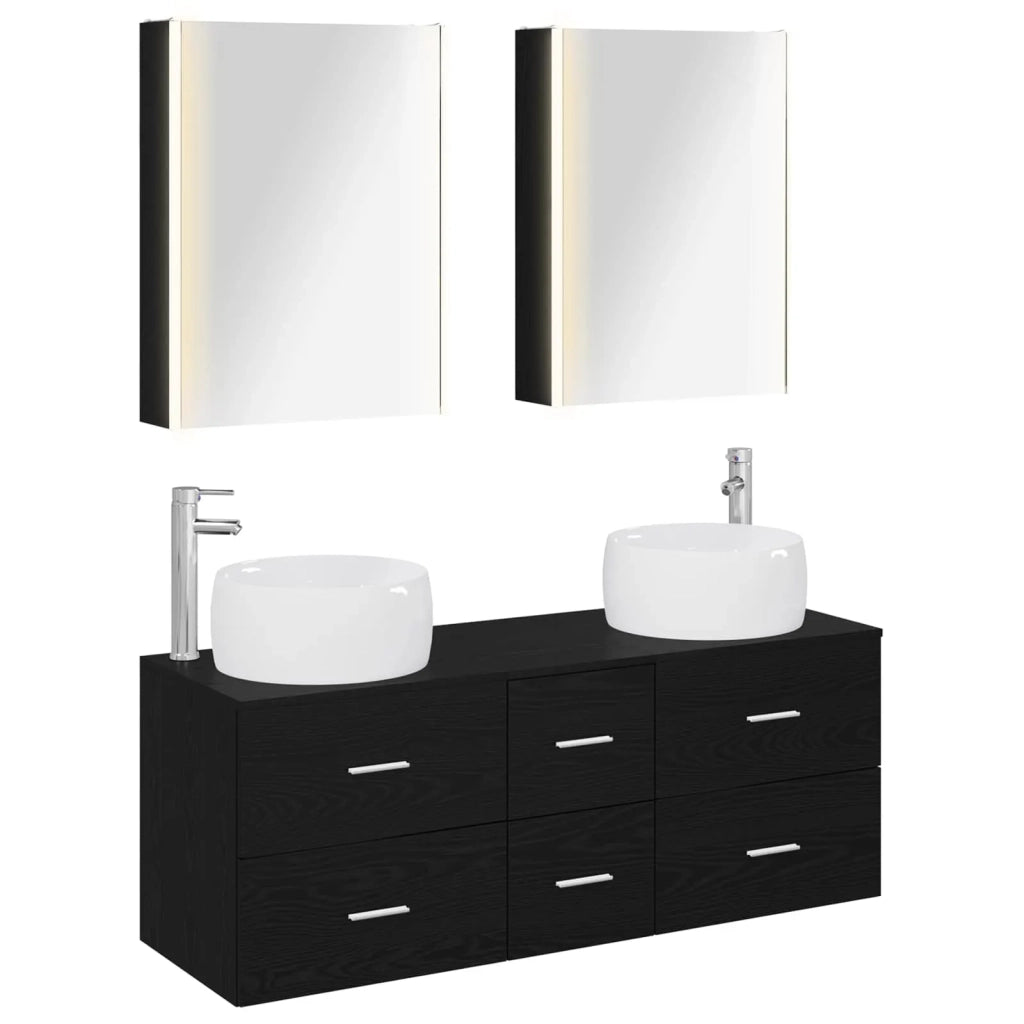 Set di mobili per il bagno 5 pcs Rovere Nero 3407048