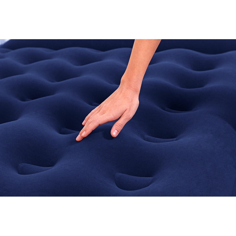 Trade Shop - Materasso Gonfiabile Matrimoniale Floccata Con Pompa A Pedale Integrata 203x152x28cm 67226 -