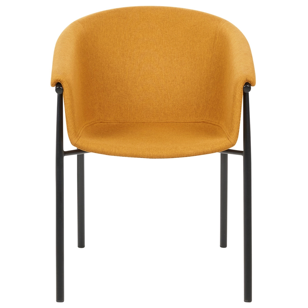 Set di 2 sedie da pranzo con imbottitura in tessuto arancione Seduta da pranzo dal design moderno e contemporaneo