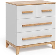 Cassettiera per camera da letto Malia, Bianco/Artisan, 80 x 88 cm con 4 cassetti, per riporre e combinabile con mobili Malia