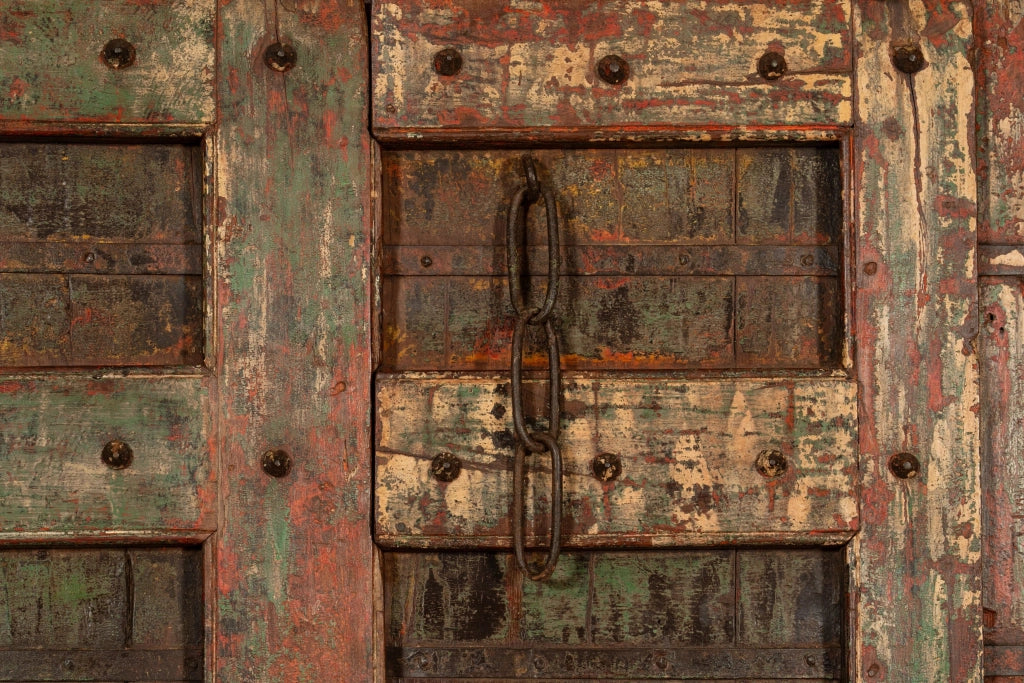 Biscottini Porta portone in legno massello e ferro da interno o da esterno vecchia e antica medievale scorrevole
