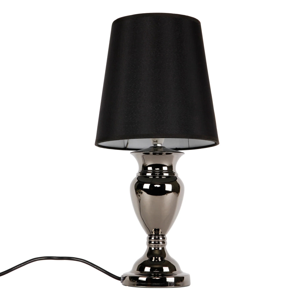 Lampada da tavolo lampada da comodino lampada da lettura alluminio e tessuto nero e cromo 48 cm 03_0002515