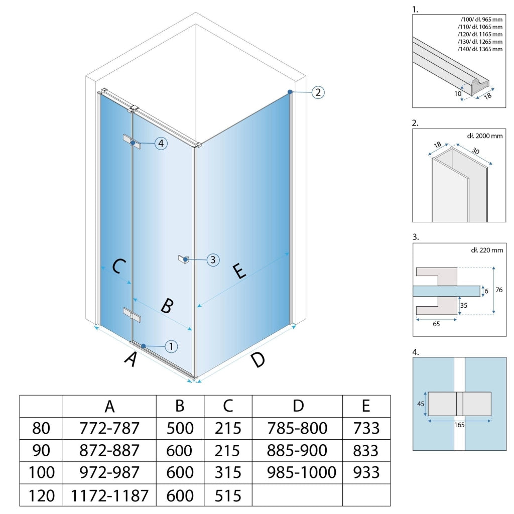 Cabina Doccia Rea Atlas 80x80 Chrome sinistra