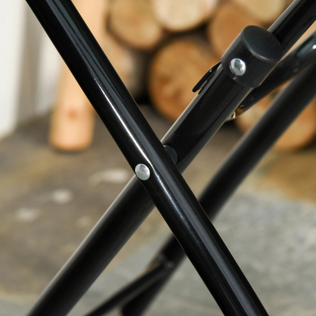 Tavolino Rotondo Pieghevole da Giardino con Piano in Vetro ¨C MINIMAL ¨C Metallo Nero ?45cm