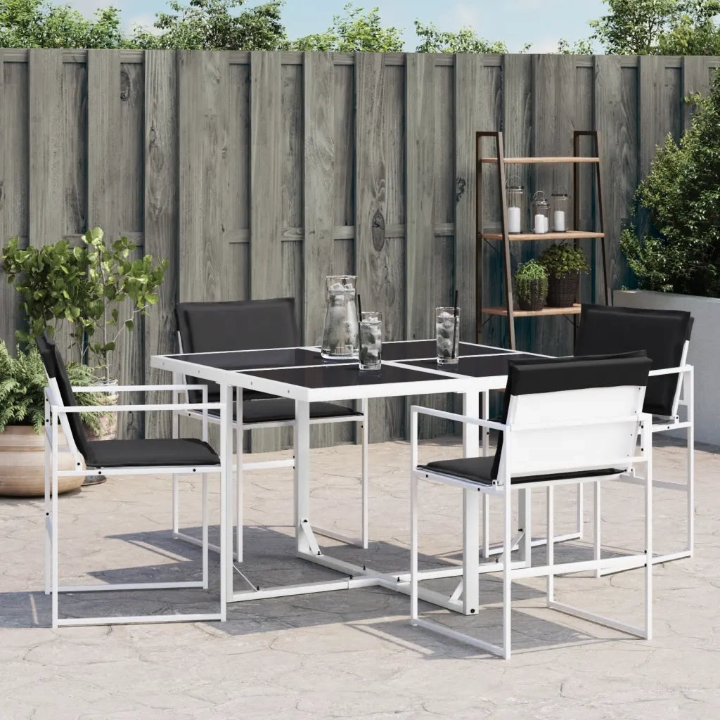vidaXL Sedie da Giardino con Cuscini 4 pz Bianchi Acciaio e Textilene