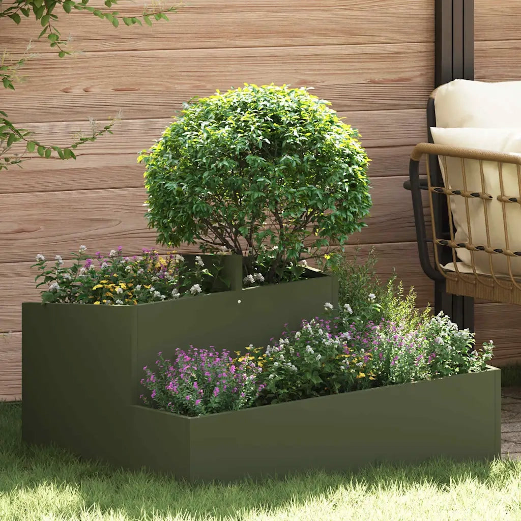 Vaso da giardino-Fioriera Esterno-Contenitore per Piante Verde oliva 80 x 80 x 50 cm