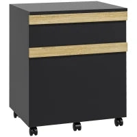 Cassettiera da ufficio con ruote con 2 cassetti scorrevoli porta documenti 48 x 40 x 59,5 cm nero