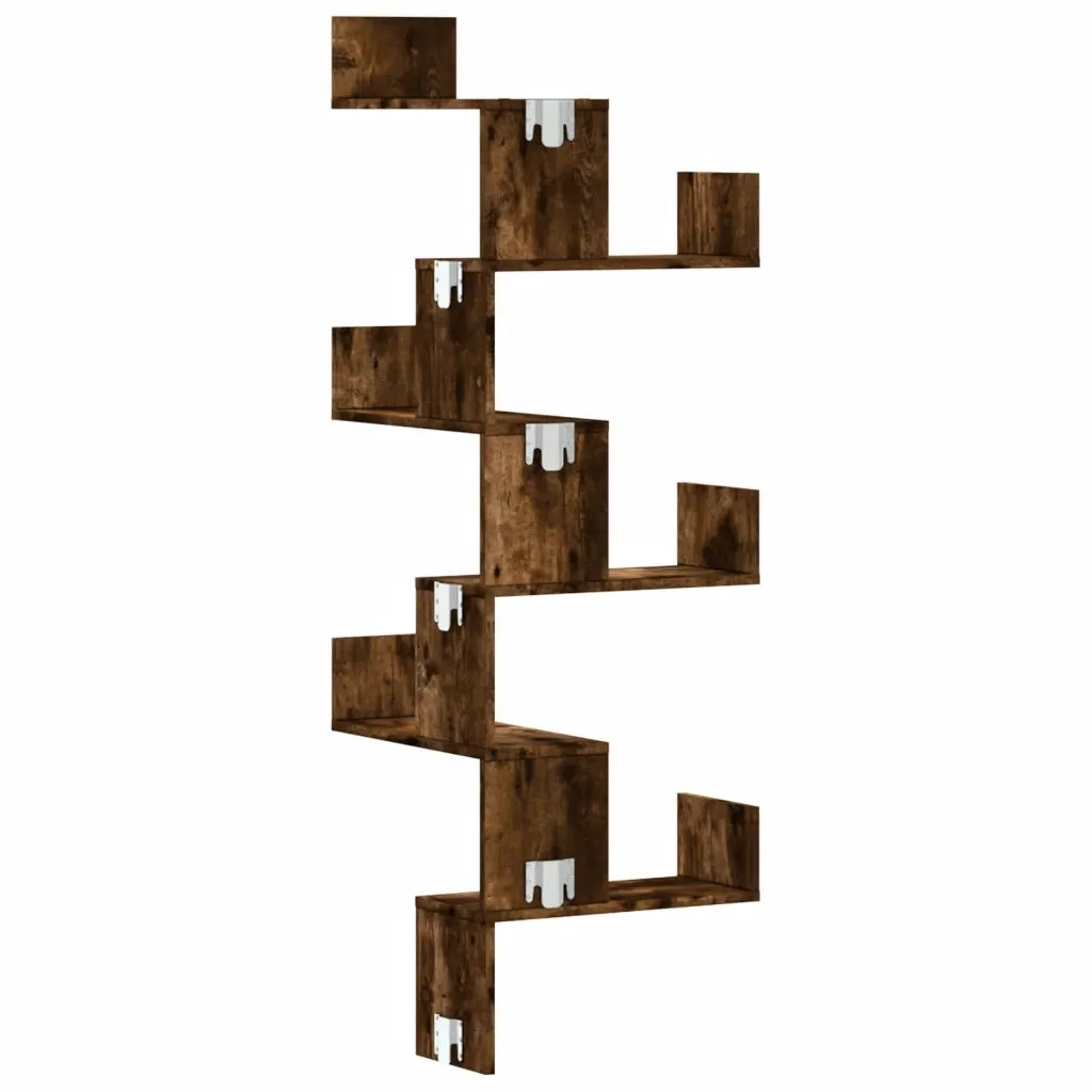 Scaffale Angolare a Muro Rovere Fumo 45x45x147 cm Multistrato