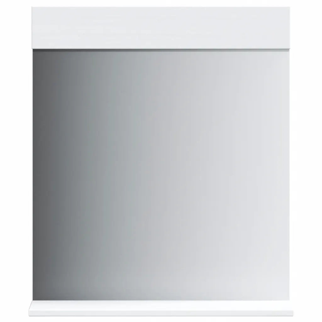 Specchio Bagno e Ripiano BERG Bianco 60x12x70 cm Legno Massello