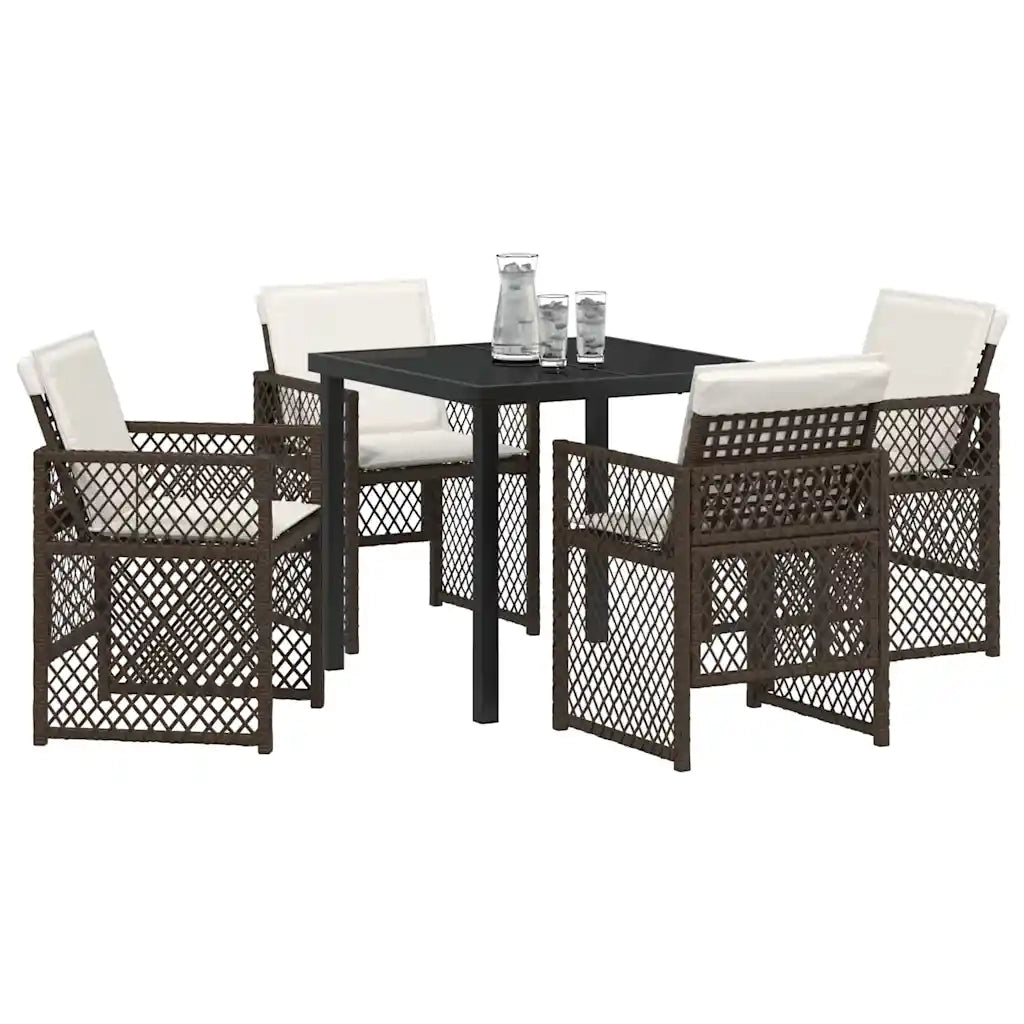 Set da Pranzo per Giardino 5 pcs Marrone polyrattan