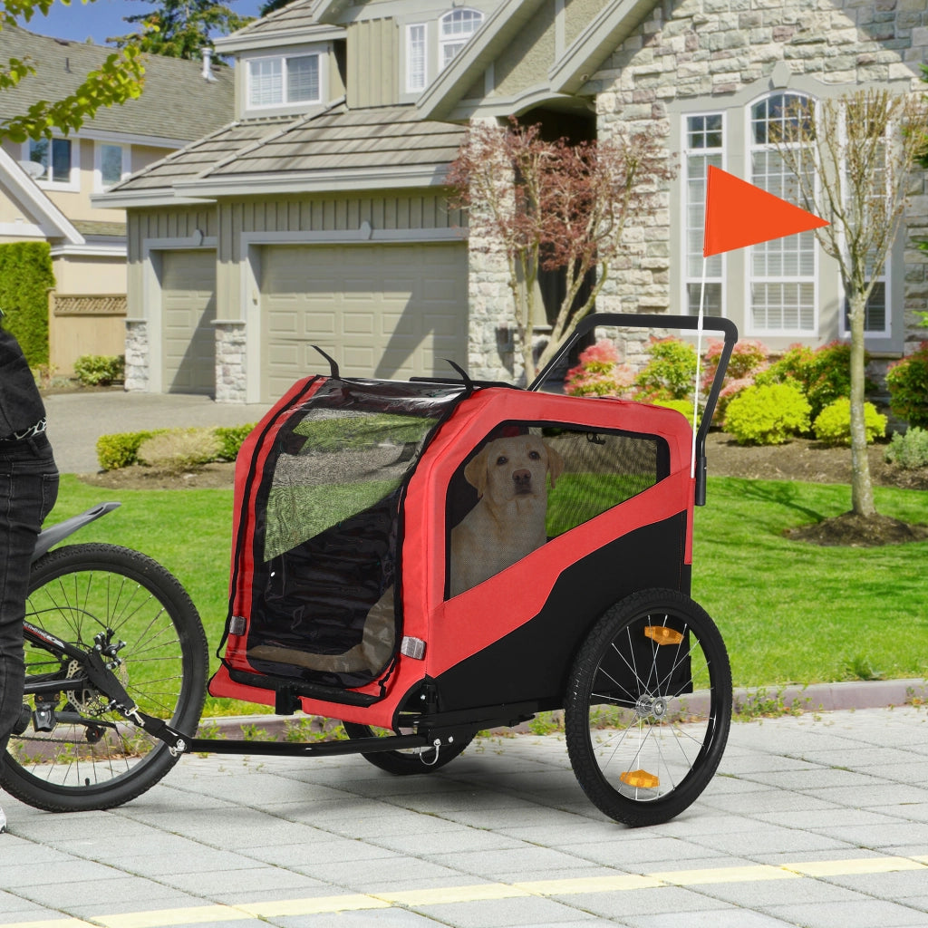 Rimorchio Bicicletta per Bambini ¨C Xylo ¨C Rosso con Riflettori e Bandiera 170x77x90 cm