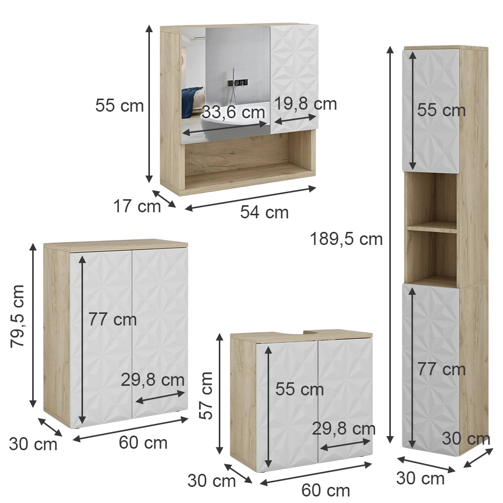 Vicco Set di mobili da bagno Bianco 4 parti