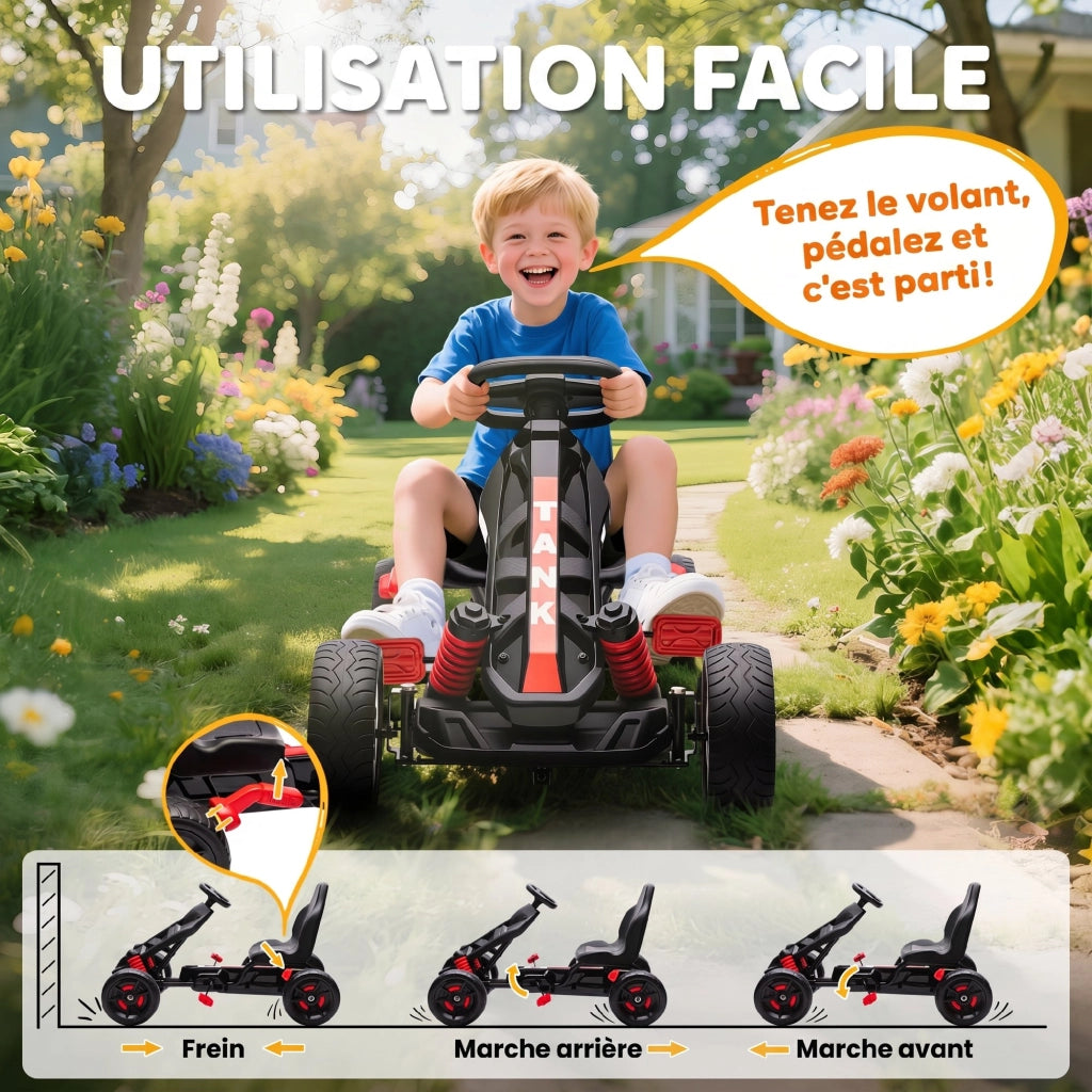 Go-kart a pedali per bambini 3-6 anni ¨C Xylo ¨C ruote EVA, freno, rosso