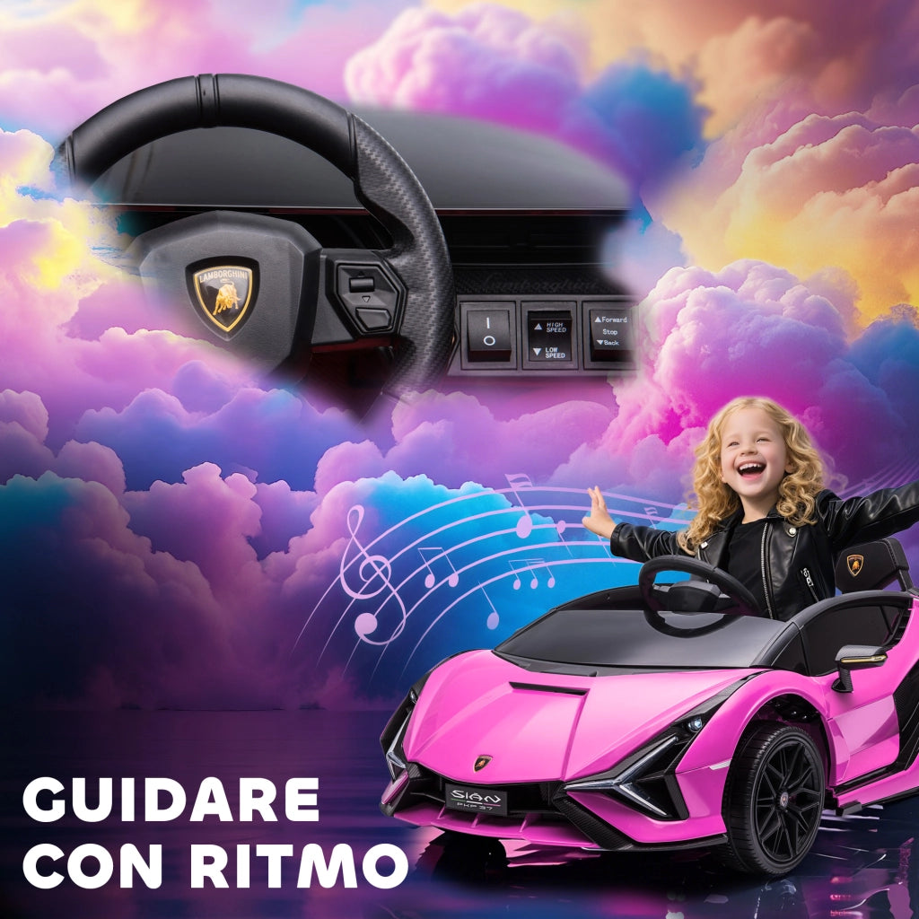 Macchina Elettrica per Bambini Lamborghini 12V ¨C zephmum ¨C Rosa con Telecomando