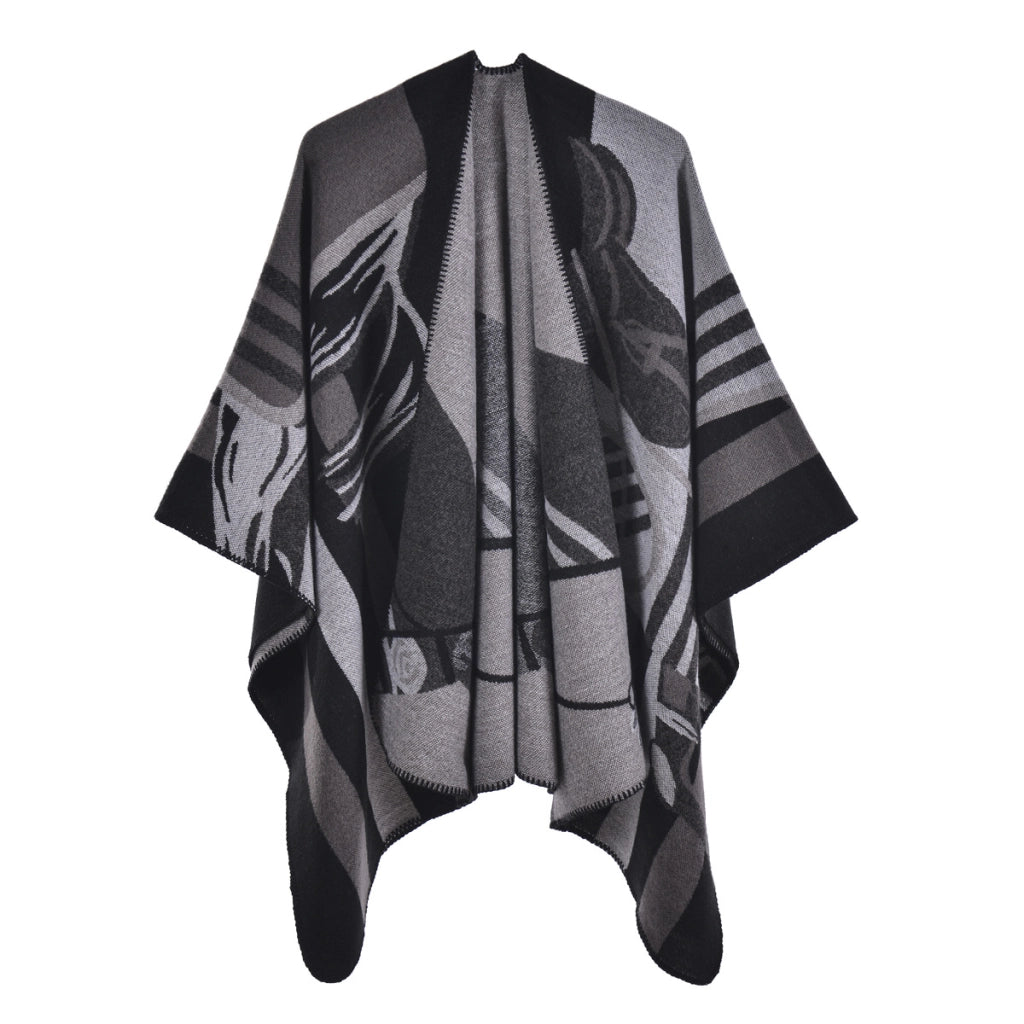 Nuovo scialle da donna, elegante mantellina in cashmere spesso con spacco