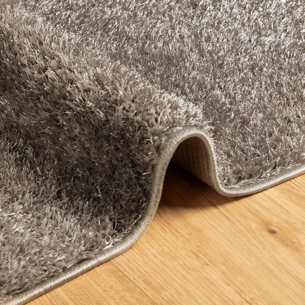 Tappeto a Pelo Lucido Lungo ISTAN Effetto Grigio 80x150 cm 375674
