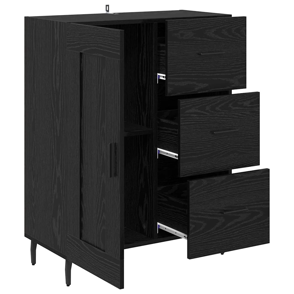 Credenza con Cassetto-Buffet-Armadio da cucina Rovere Nero 69,5 x 34 x 90 cm 677421