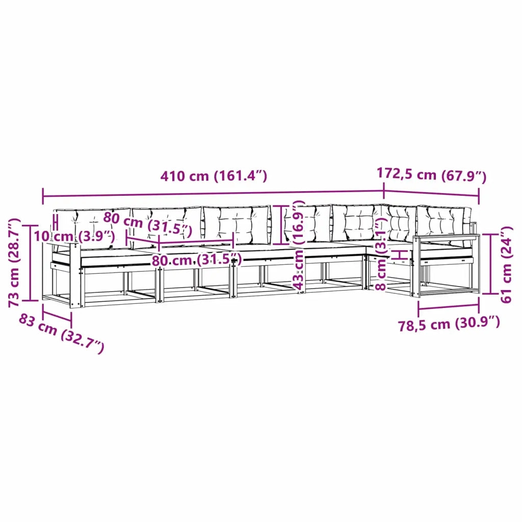 Set di divani da esterno 4 pz Bianco e Crema Poliestere 3386519