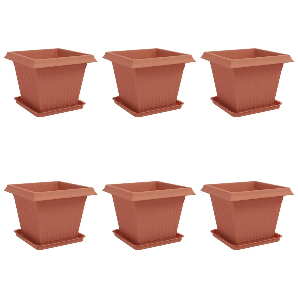 Fioriere | Cassetta per fiori | Vasi per Piante 6 pz Rosso Mattone 43 x 43 x 33,5 cm Plastica