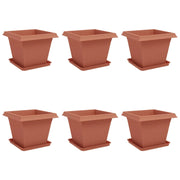 Fioriere | Cassetta per fiori | Vasi per Piante 6 pz Rosso Mattone 43 x 43 x 33,5 cm Plastica