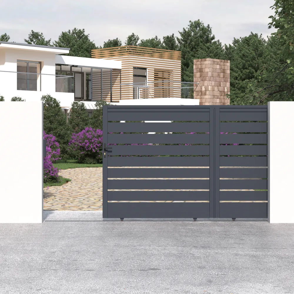 Cancello in alluminio scorrevole 350x176cm grigio freddo