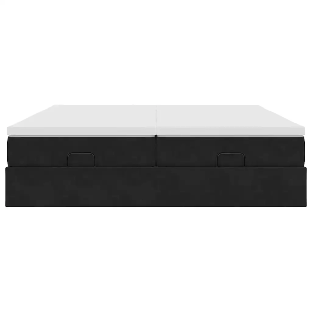 Struttura Letto Pouf con Materassi Nero 200x200 cm Velluto 3311269