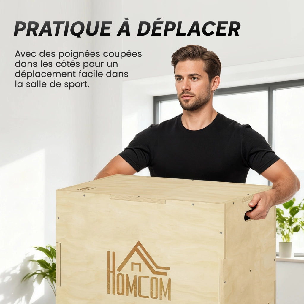 Box Plyometrico per Allenamento 3 in 1 ¨C zephmum ¨C Legno 51/61/76cm