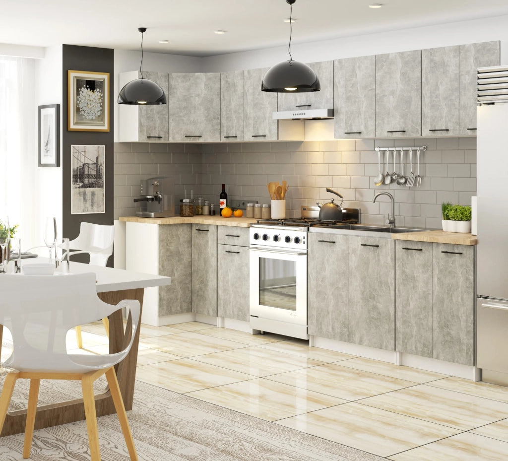 Mobile da cucina pensile ad angolo sistema AKORD OLIWIA Bianco 60 cm 1 anta inserto frontale Cemento 60x30x58 cm
