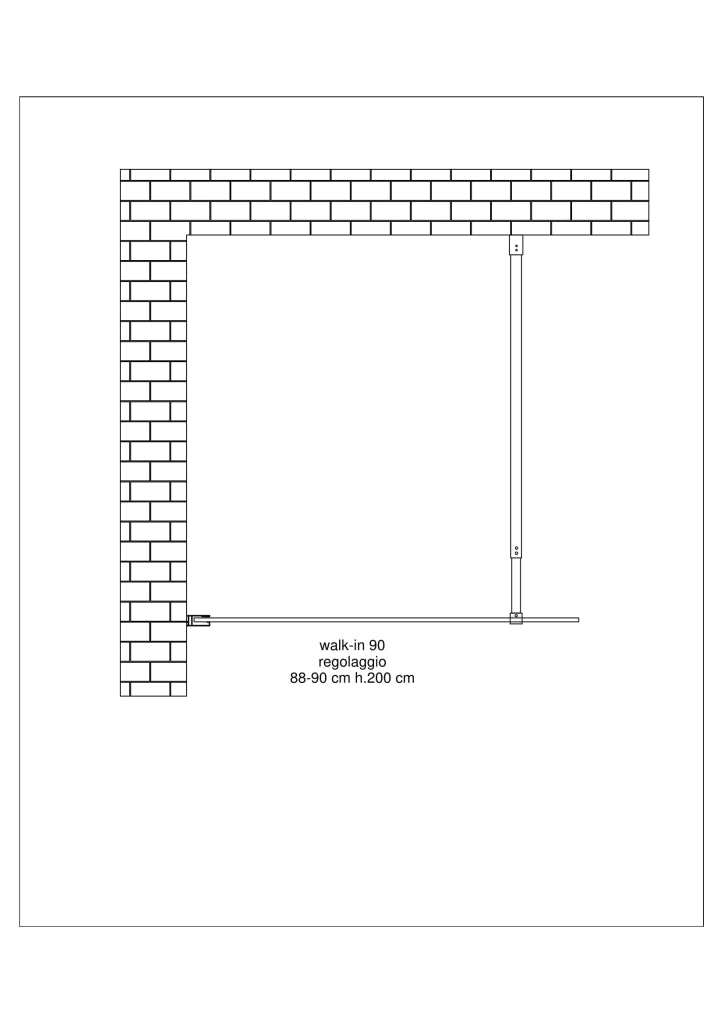 Parete doccia 8 MM Walk in Reversibile Altezza 200 CM 90 regolabile 88-90