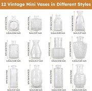 Set di 12 piccole vasi in vetro - decorativi - multifunzionali - 5 x 8 cm