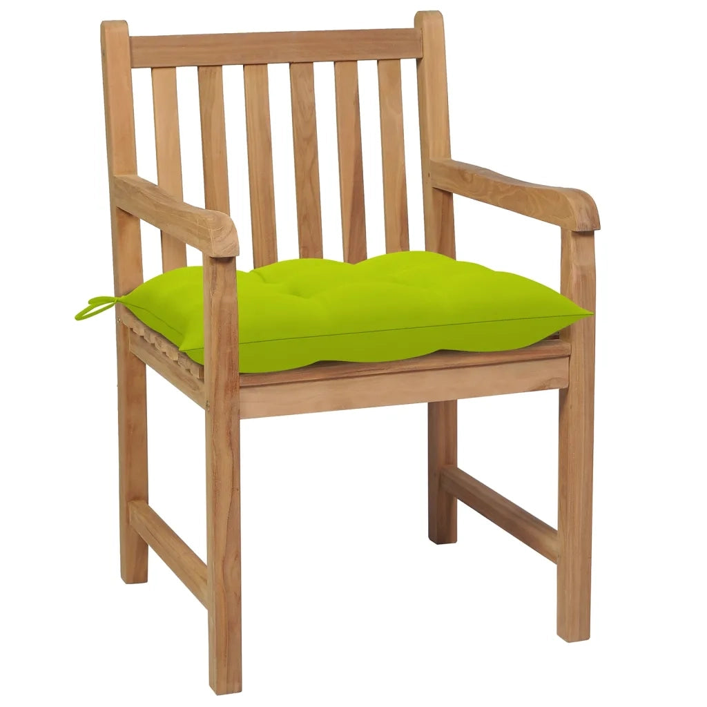 Sedie Giardino 4 pz e Cuscini Verde Brillante Massello di Teak 3073030