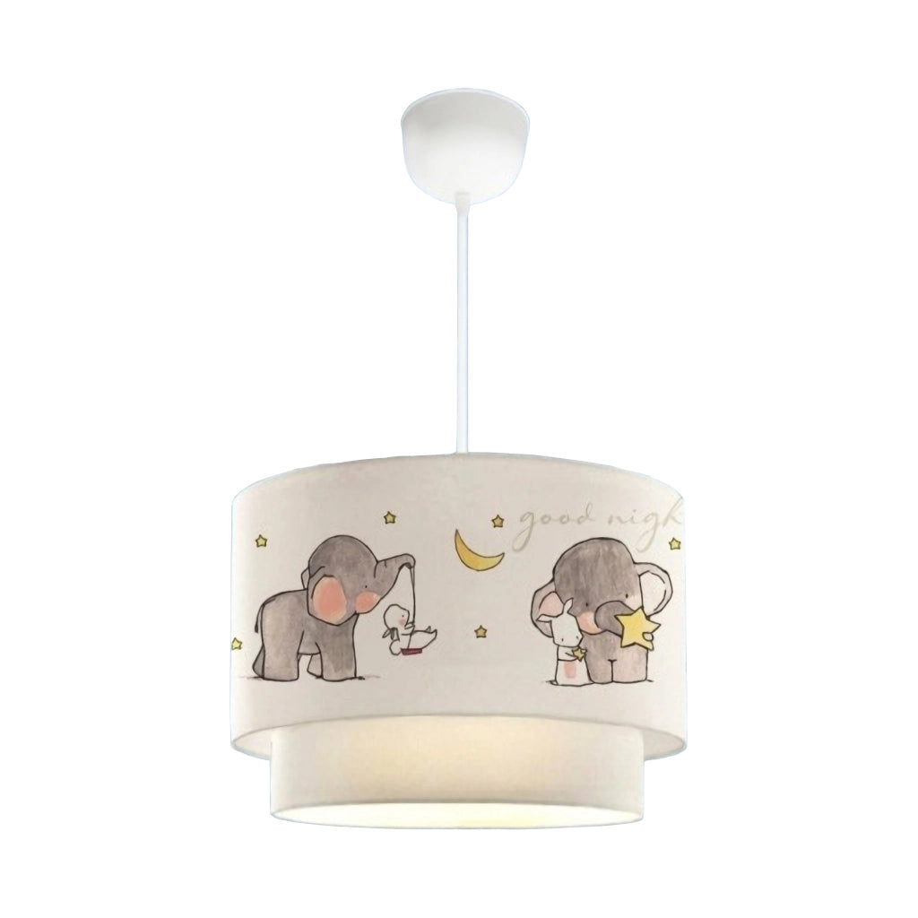 Lampada a Sospensione Lurgan per Cameretta Decorato con Elefante - Bianco lux.pro