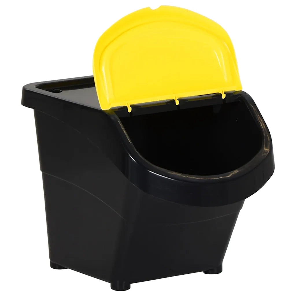 Cestini per Rifiuti Impilabili con Coperchi 3 pz Neri in PP 78 L CFW9040919