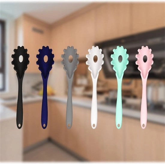 Lepel per Spaghetti in Silicone - Kit Completo per Noodle - Utensile per Cucina a Alta Temperatura - Rosa