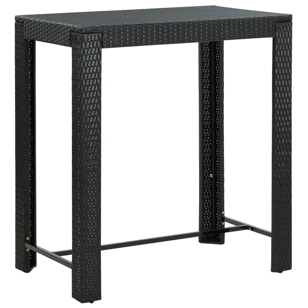 Set Bar Giardino 5 pz Nero Polyrattan e Legno Massello Acacia 3187708