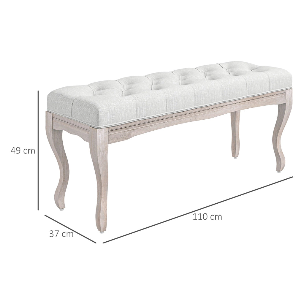 Piediera con Poggiaschiena Imbottito ¨C Zephmum ¨C Crema 110x37x49 cm