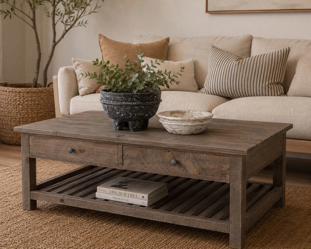 Tavolino in legno marrone 120x70x45h cm