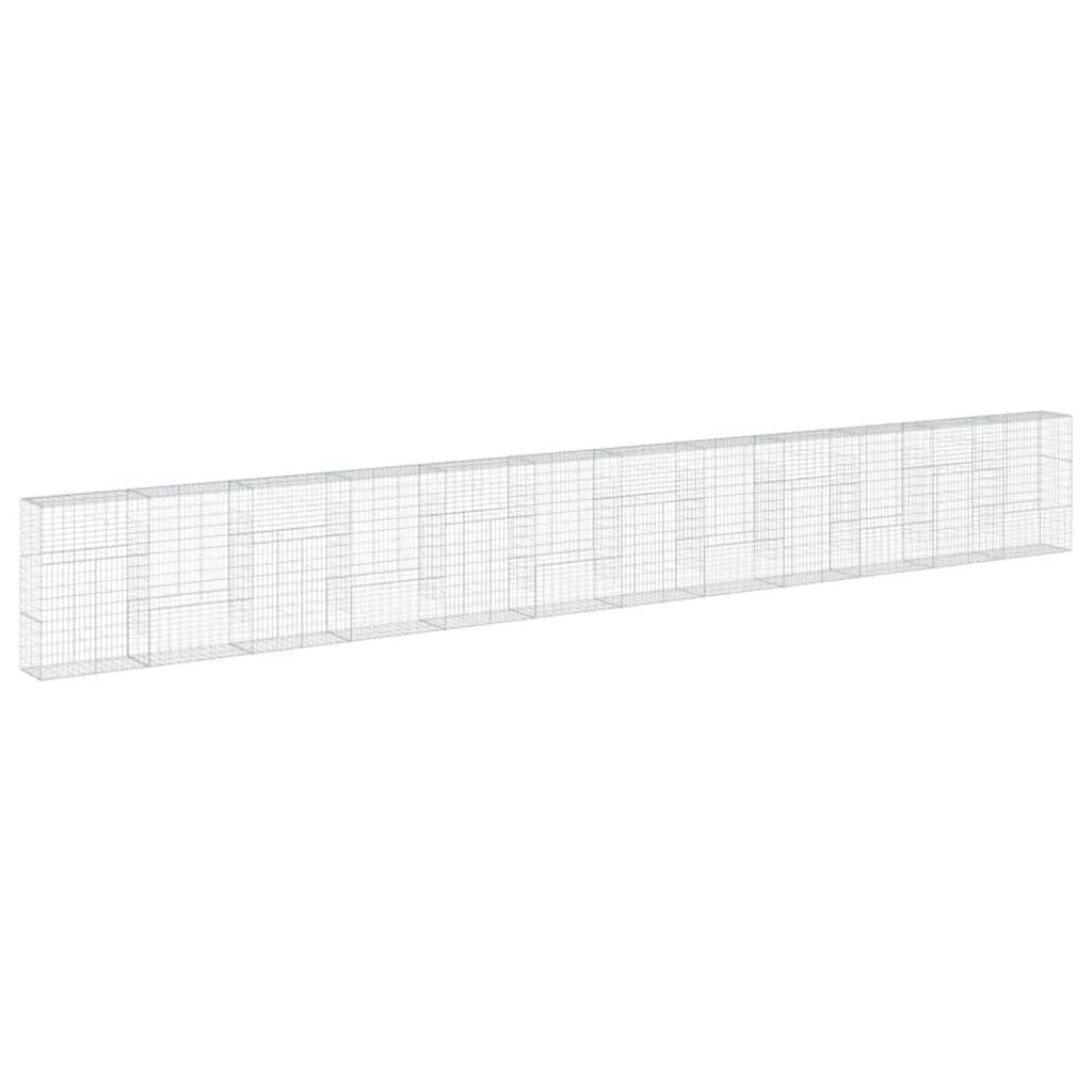 Gabbione recinto a gabbia muro di contenimento con coperchio 1200 x 50 x 150 cm ferro zincato argento 02_0040135