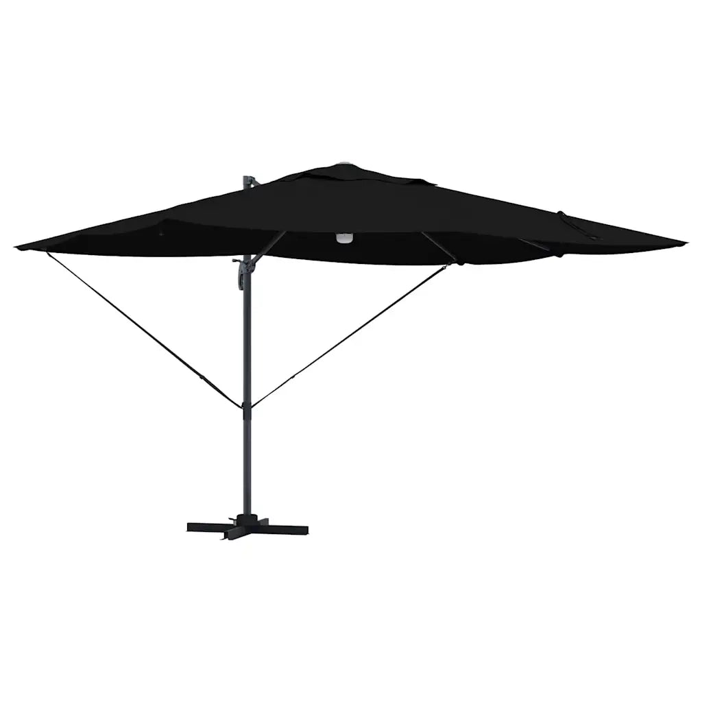 Ombrellone-Ombrello da giardino Nero 351 x 250 x 253 cm Poliestere e Alluminio