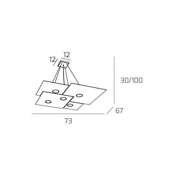 PLATE SOSPENSIONE 5 LUCI ATTACCO GX53 GRIGIO