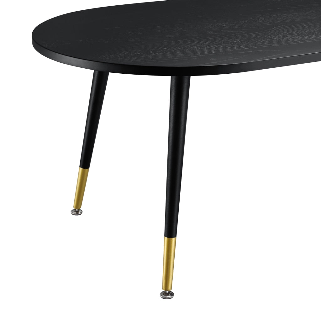 Tavolino da caffè/da Divano 47 x 120 x 60 cm Tavolo Basso da Salotto Tavolino con Piano in MDF di Forma Arrotondata e Gambe in Metallo - Nero