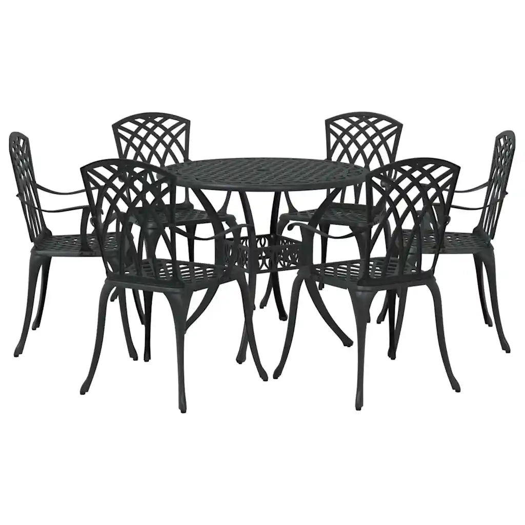 Set da Pranzo per Giardino 7 pcs Nero Alluminio 3334721