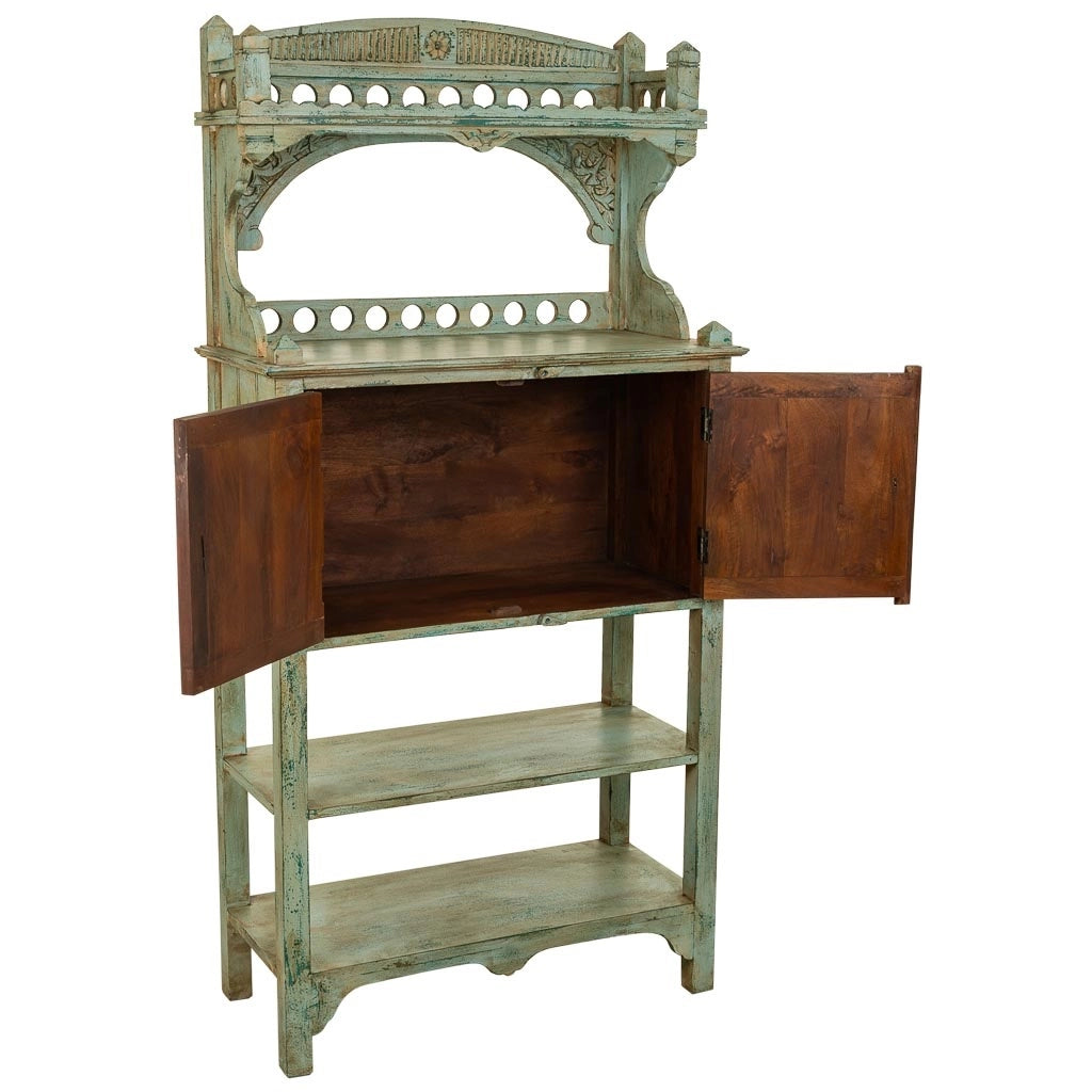 Credenza in legno artigianale blu 75x35x150