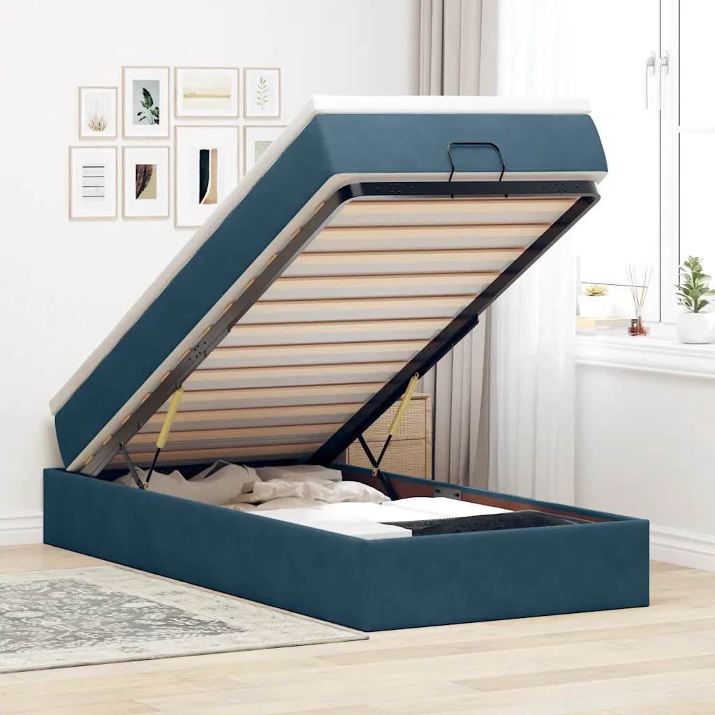 Struttura Letto Pouf con Materasso 100x200 cm Velluto 3311169