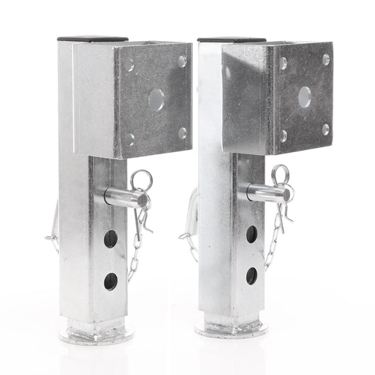 Set 2 piedi stabilizzatori per rimorchi roulotte 350mm, orientabili max 1300kg